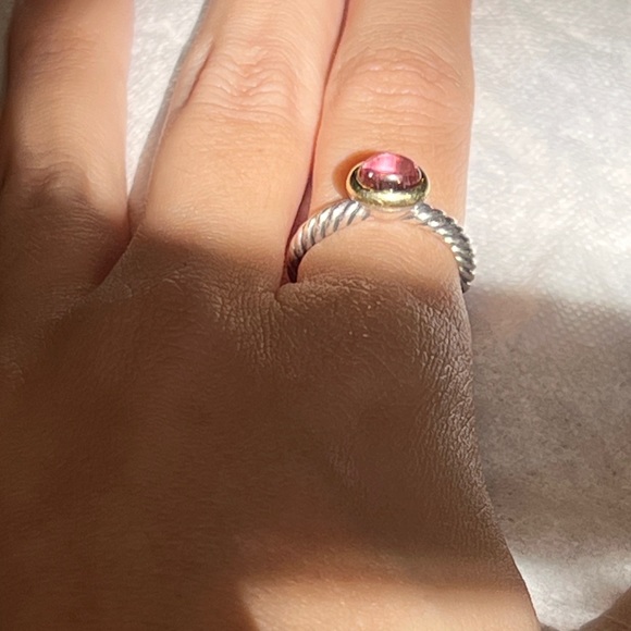 David Yurman Vintage Gold and Sterling Silver Pink Tourmaline ring, size 6 - Picture 3 of 11